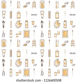 vector Pattern on a theme of drawing tools. . Can be used for packaging, invitations.