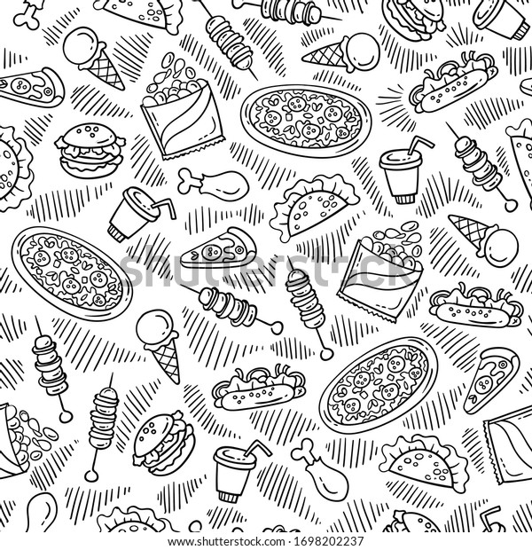 Vector Pattern On Theme Fast Food Stock Vector (Royalty Free ...