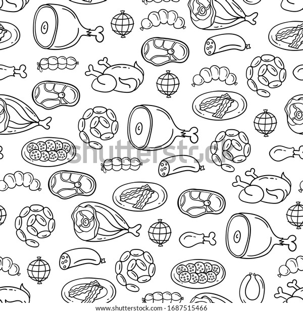 Vector Pattern On Theme Food Background Stock Vector (Royalty Free ...