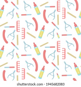 vector pattern on the theme of manicure and pedicure on a white background
