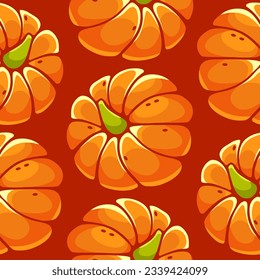Vector pattern on the theme of pumpkins in a cute cartoon style.