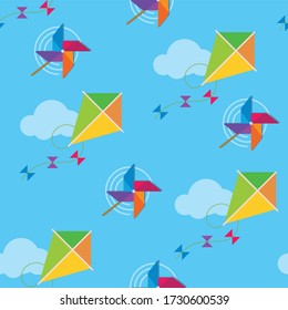 Vector pattern on the theme of sky and kite
