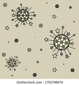 Vector pattern on a transparent background. Stay at home, heart, drops, medicine, quarantine, virus, bacteria. You can use it for postcards and on fabric as well as for the background or icon.