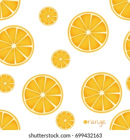Vector pattern with orange slice isolated on white background