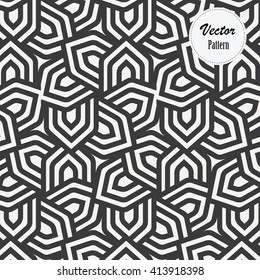 Vector pattern, ornament with abstract petal flower, monochrome stylish.