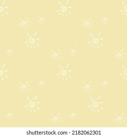 Vector pattern ornament of the sun on a beige background. Boho style, sun seamless illustration as a blank for design, printing on textiles, paper, clothes