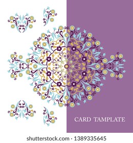Vector pattern. Ornamental round lace pattern for wedding invitations and greeting cards. Ornate element for design and place for text.