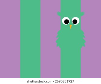 Vector pattern, Owl Hidden in Green and Purple Striped Background