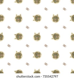 Vector pattern of painted cats with different emotions