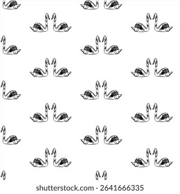 vector pattern of a pair of swans swimming on the water