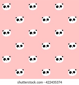 Vector Pattern: Panda seamless pattern on light pink background