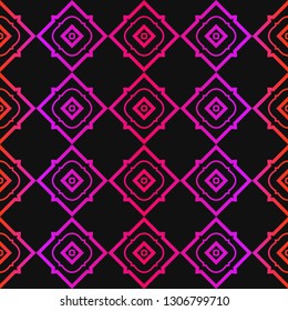 Vector Pattern Paper For Scrapbook. Abstract Geometric Seamless Ornament. Black purple color.