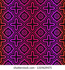 Vector Pattern Paper For Scrapbook. Abstract Geometric Seamless Ornament. Black purple color.