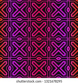 Vector Pattern Paper For Scrapbook. Abstract Geometric Seamless Ornament. Black purple color.