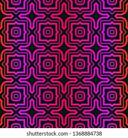 Vector Pattern Paper For Scrapbook. Abstract Geometric Seamless Ornament. Black purple color.