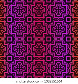 Vector Pattern Paper For Scrapbook. Abstract Geometric Seamless Ornament. Black purple color.