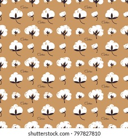 vector pattern with a picture of a flower of cotton. seamless.