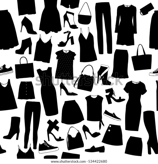 Vector Pattern Pictures Black Silhouette Womens Stock Vector (Royalty ...