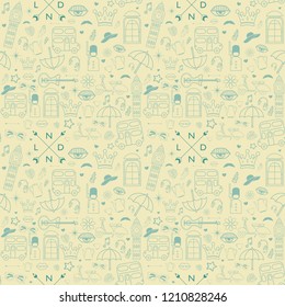 vector pattern with pictures on the theme of England. For those who like to travel. 