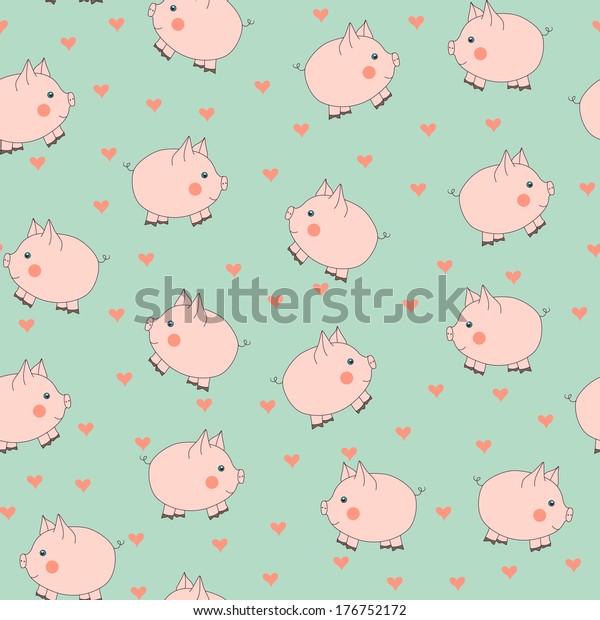 Vector Pattern Pigs Hearts Stock Vector (Royalty Free) 176752172 ...