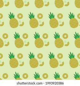 Vector pattern with pineapple and pineapple pieces. Great for fabric, packaging, wallpaper, invitations.