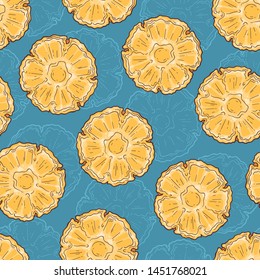 Vector pattern of pineapple in sketch style. Isolated objects for your design. Each object can be changed and moved.