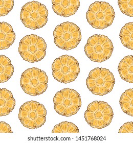 Vector pattern of pineapple in sketch style. Isolated objects for your design. Each object can be changed and moved.