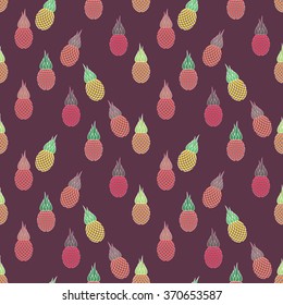 Vector Pattern with Pineapples, can be used for wallpaper, cover fills, web page background, surface textures. Vector linen texture.