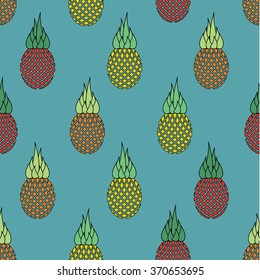 Vector Pattern with Pineapples, can be used for wallpaper, cover fills, web page background, surface textures. Vector linen texture.