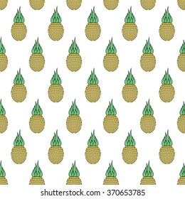 Vector Pattern with Pineapples, can be used for wallpaper, cover fills, web page background, surface textures. Vector linen texture.