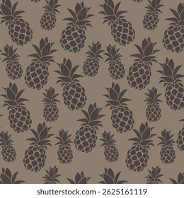 Vector pattern of pineapples in stencil style, on a gray background.