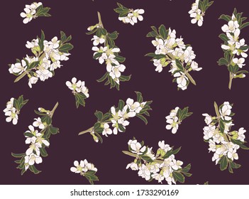 vector pattern with pink cherry blossoms