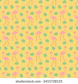 patrón vectorial hojas de flamingo rosado 