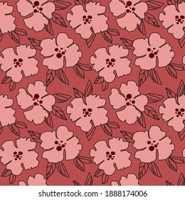 Vector pattern with pink flowers