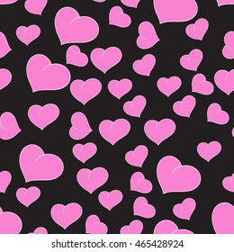 Vector pattern of pink hearts with a white outline.