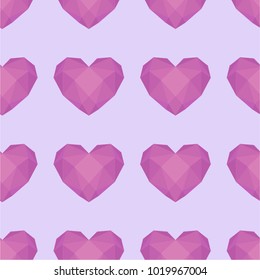 Vector pattern with pink polygonal hearts