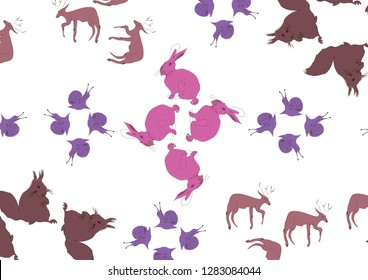 Vector pattern with pink rabbits