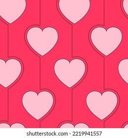Vector pattern in pink and red colors. Seamless background for gift bags, wrapping paper, wallpapers, fabrics, napkins, etc.