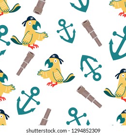 vector pattern with pirates and pirate telescope