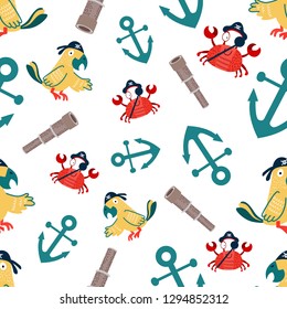 vector pattern with pirates and pirate telescope