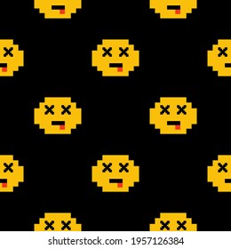 vector pattern with pixel emoticon for textile products and decoration