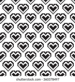 vector pattern in pixel hearts on Valentine's Day