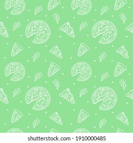 Vector pattern  with  pizza in doodle style. Hand drawn food. Icon, symbol, logo. cook.