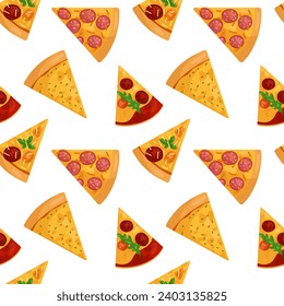 Vector pattern with pizza slices
