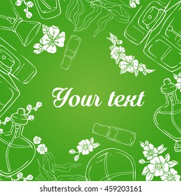 vector pattern with place for the text of the organic cosmetics and flowers