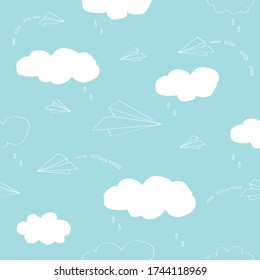 vector pattern planes in the blue  rainy sky