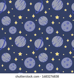 Vector pattern with planets and stars