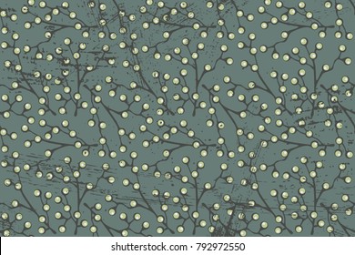 vector pattern with plant branches. berries. abstraction