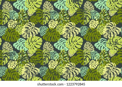 vector pattern with plant leaves.