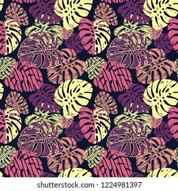 vector pattern with plant leaves.